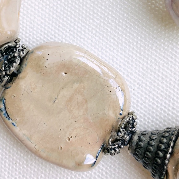 Vintage Statement Necklace - big glazed irregular beads with matching Bracelet - Picture 12 of 14